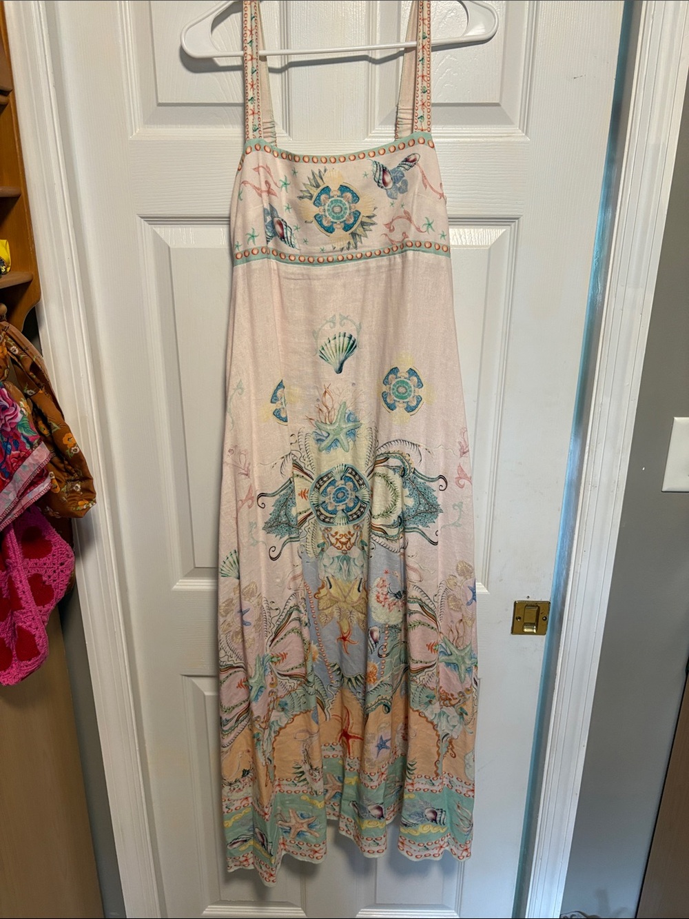 Christian Lacroix Pastel Pink Seashell Print Sundress